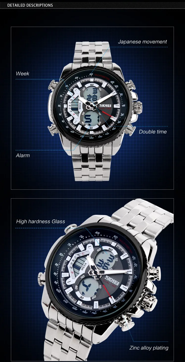 Известный бренд, мужские спортивные часы, полностью стальные часы, мужские Модные кварцевые часы, светодиодный, водонепроницаемые, военные наручные часы, Relogio Masculino
