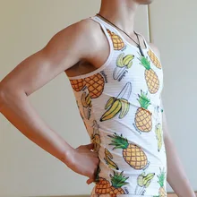 Мужские сексуальные сетчатые майки для фитнеса и бодибилдинга с фруктовым принтом, дышащие майки для геев, мужские майки, модные майки