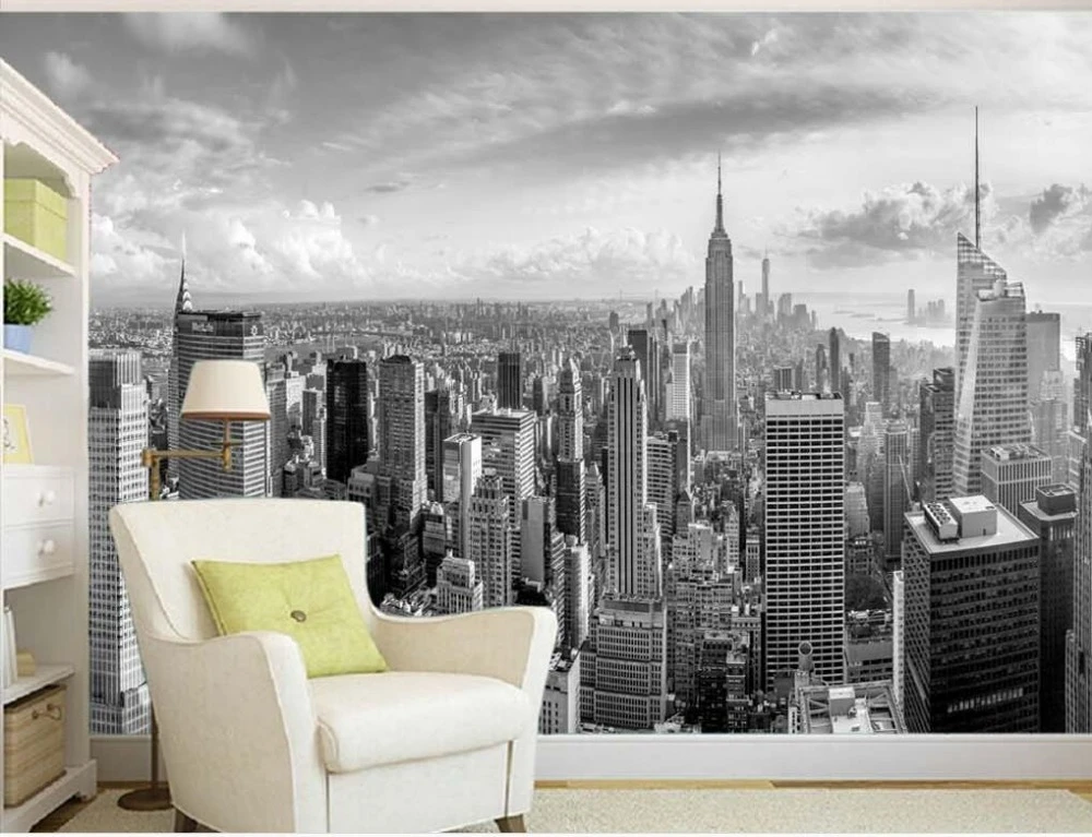 古典的な黒と白ニューヨーク市建築テレビの背景壁紙3d Mural壁紙 Tv Background Wallpaper Background Wallpapermural Wallpaper Aliexpress