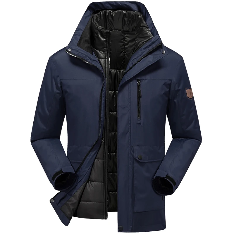 Two Piece Large Size 4XL 5XL 6XL Outdoor Winter Climbing Hiking Ski Jacket Men's Winter Down