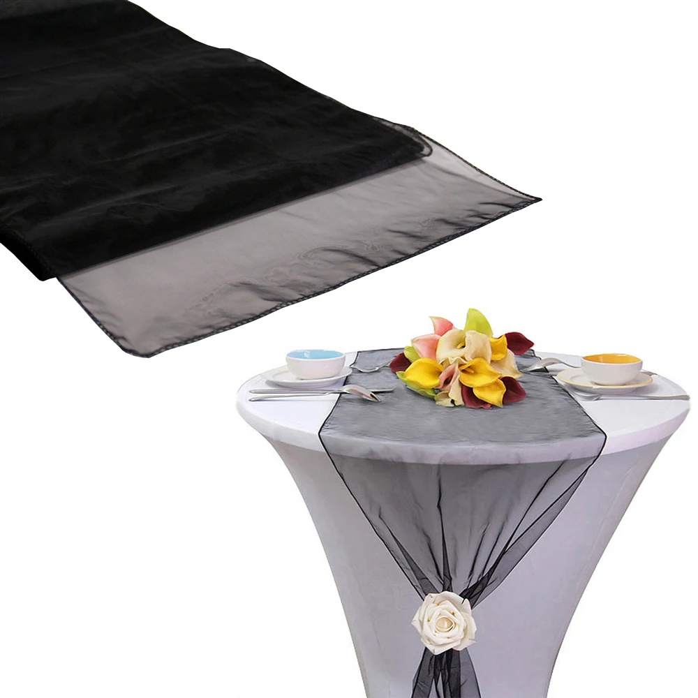 (Free shipping) 75pcs black Organza Sash Table Runner Chair Sashes Table Runners Bow Banquet