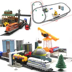 Akitoo Электрический свет вагон набор аудитории моделирование железнодорожная станция кран НПЗ модель игрушки Раннее Образование игрушки