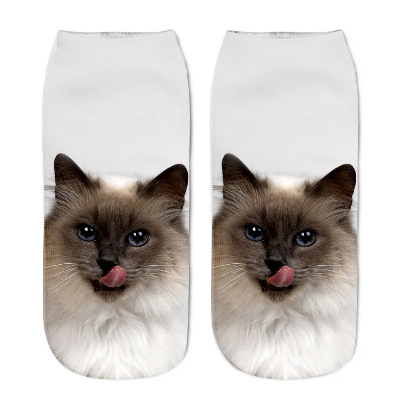 SLMVIAN/, носки с 3D принтом кота для мужчин и женщин, милые носки унисекс по щиколотку, женские носки, счастливые Повседневные носки-002