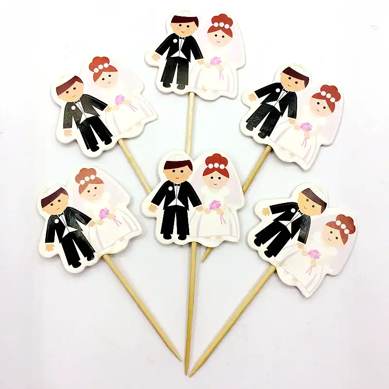 24pcs Wedding Bride and Groom Mr Mrs Cupcake Toppers Pick