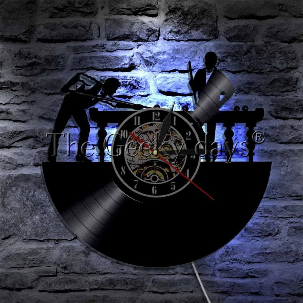 1 шт. Бильярд 3D Виниловая пластинка настенные часы Спорт бильярдный стол бассейн плееры настенные часы бильярдные плееры бильярдный декор комнаты