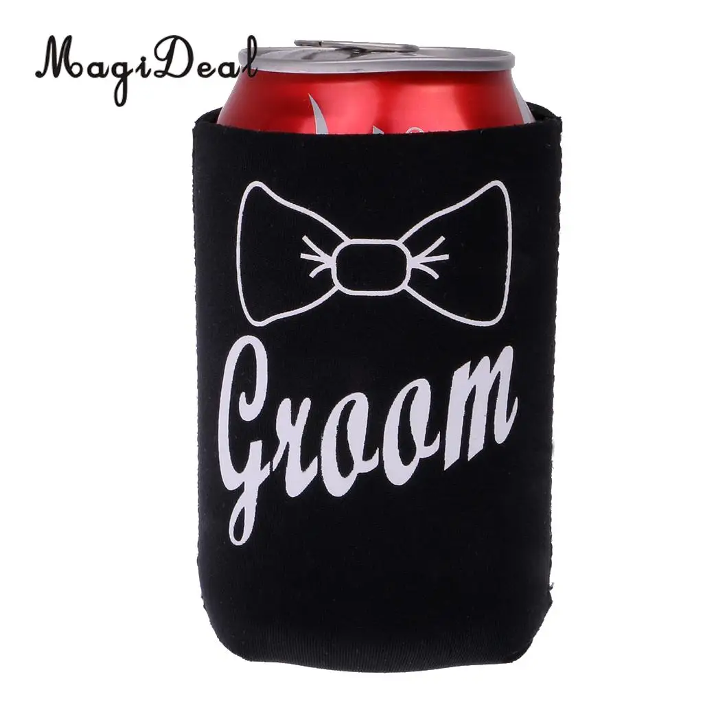 MagiDeal 2Pcs Neoprene Bride Lips Groom Stubby Beer Tin Can Cooler Sleeve Holder for Wedding Party Picnic BBQ Novelty Gift