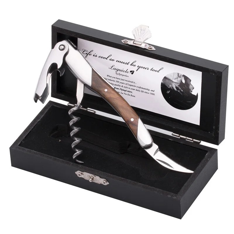 

Professional Wine Opener Wood Portable Screw Corkscrew Wine Bottle Openers in Gift Box Seahorse Knife Cook Tool Wine Accessories
