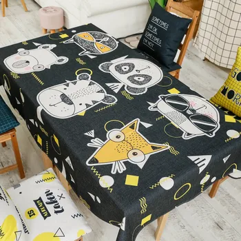 

Cartoon Geek Cat Original Trend Coffee Table Tablecloth Fabric Kitchen Table Cloth Cotton Linen Table Cloth 3