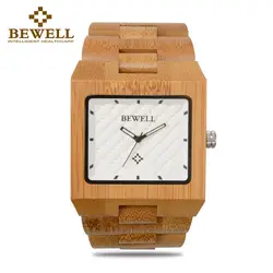 BEWELL для мужчин Бамбук часы квадратный человек кварцевые наручные часы Топ Luxry Брендовое платье стиль для бизнес мужской деревянный часы 016A
