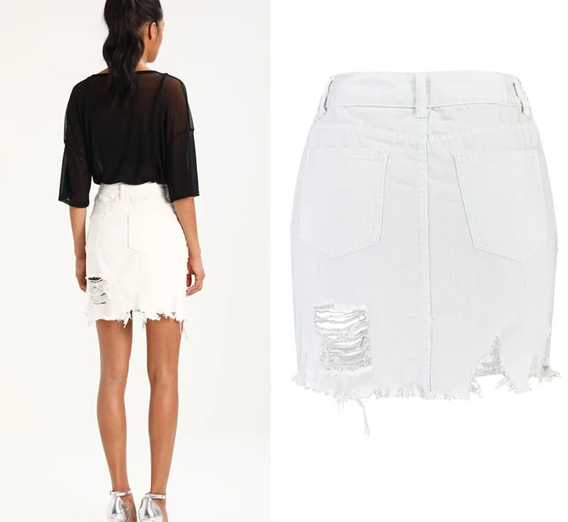 Women's high waist hip half skirt in pure white irregular worn foot tassel spring summer popular wild (3)