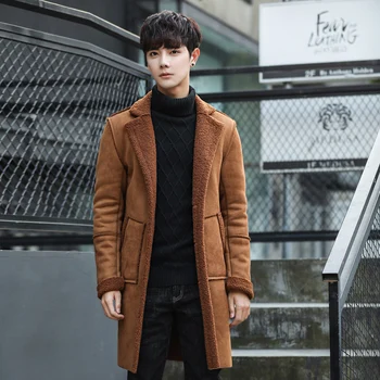

Winter Thick velvet Warm Jackets Parkas hombre cotton Casual Jacket Men Windbreaker suede Outerwear Mens long Fleece trench coat