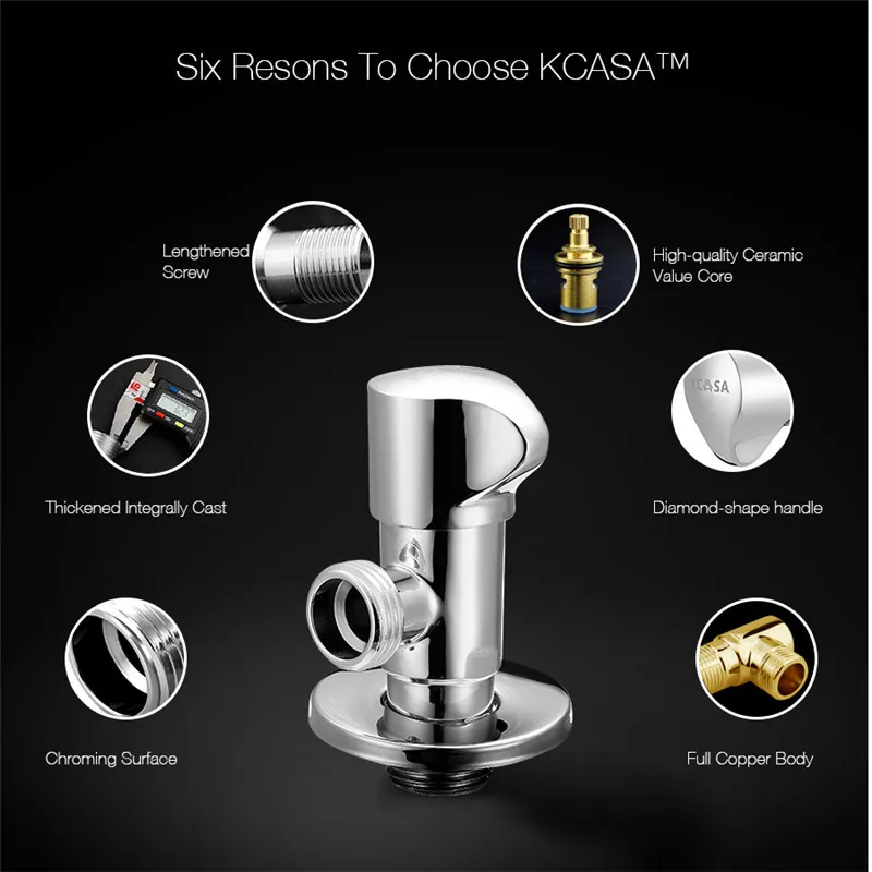 Kcasa Латунь переключатель воды нокаут ловушка Chrome двухстороннее соединения угол клапан кухня ванна воды переключателем аксессуары