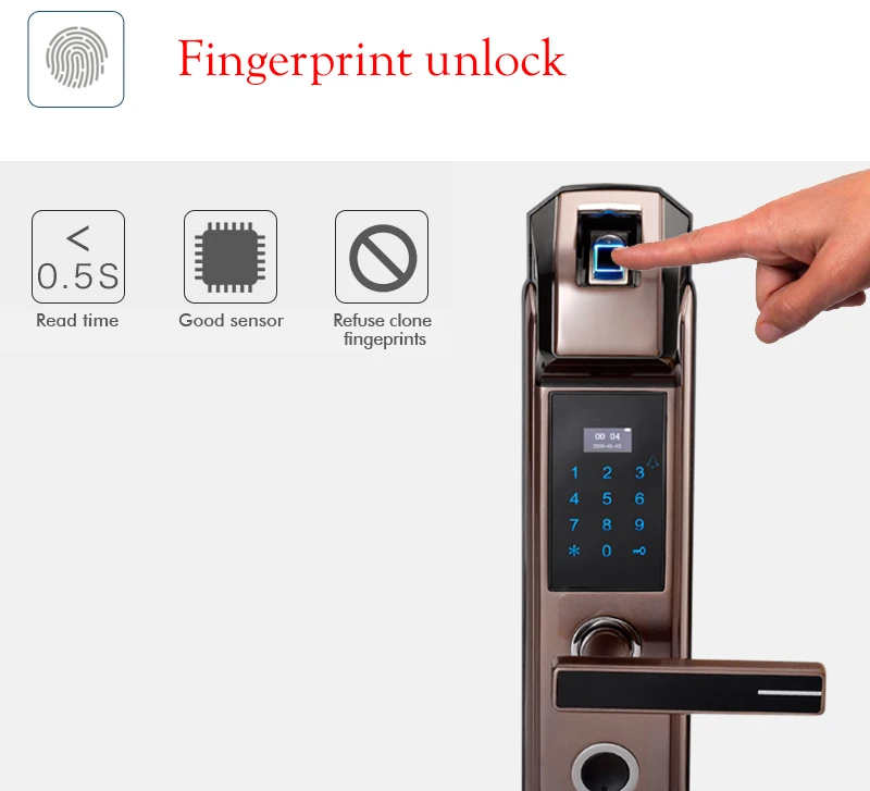Yobang безопасности Smart отпечатков пальцев Дверной замок без ключа разблокировка по отпечатку пальца + пароль + IC карта + механический ключ 4