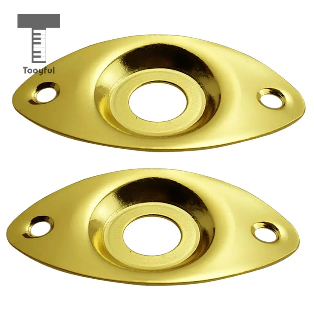 Tooyful 2pc Electric Bass Guitar Jack Output Input Socket Cover Plate with 2 Mounting Screws for Oval Style