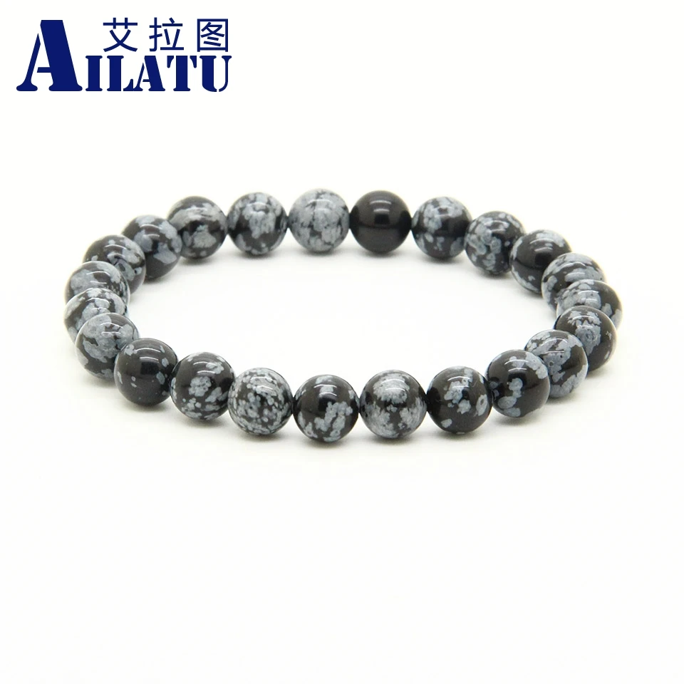

Ailatu 8mm High Quality Tiger Eye, Dalmatian and Matte Onyx Stone Simple and Fashion Energy Elastic Bracelet