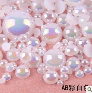 

3~10mm mixed sizes 1000pcs AB color Simulated Pearl Cabochon Flat Back Semicircle ABS Beads
