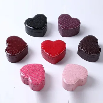 

Mini Travel Jewelry Organizer Box Storage Heart-shaped Necklace Earing Storage Display Multi-function Leather Jewelry Organizer