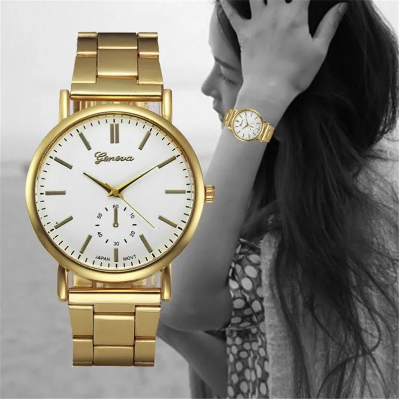 

Montre Luxury Watches Women Gold Stainless Steel Analog Quartz Watch Ladies Fashion Geneva Wrist Watch Clock Reloj Relogio P40