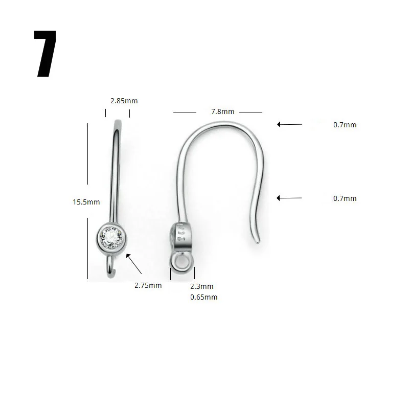 1 пара, 925 пробы, серебро, AAA, циркон, проложили серьги, крючки, мульти дизайн, необычные, для женщин, для ушей, проволока, застежки, сделай сам, ювелирное изделие - Цвет: 7