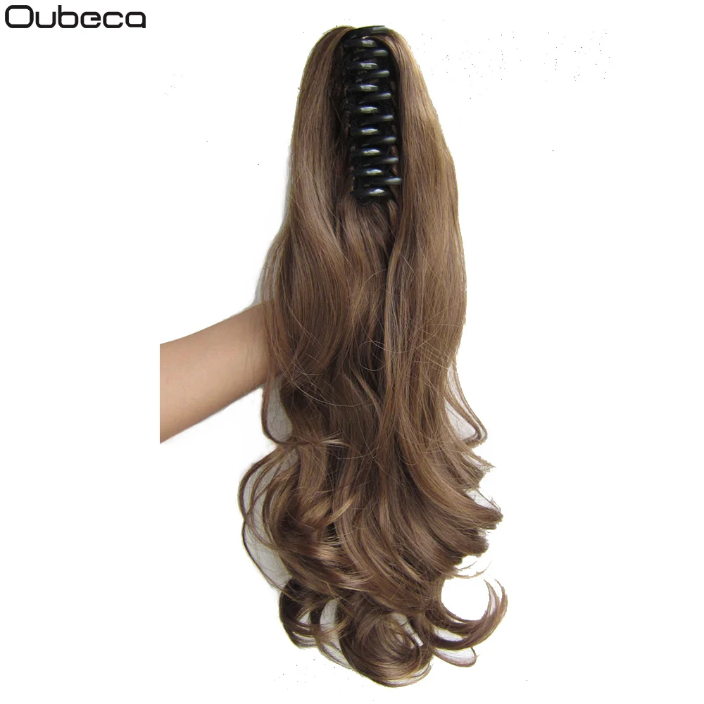 Oubeca Synthetic Fiber Claw Clip Wavy Ponytail Extensions Long Thick Wave Pony Tail Hair Piece Clip In Hair Extensions For Women