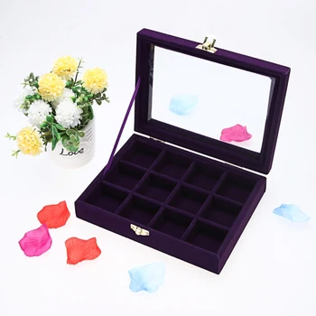 

2020 Fashion jewelry box hot sale Velvet Glass Jewelry Display Box new Tray Holder Storage Box Organizer шкатулка для украшений