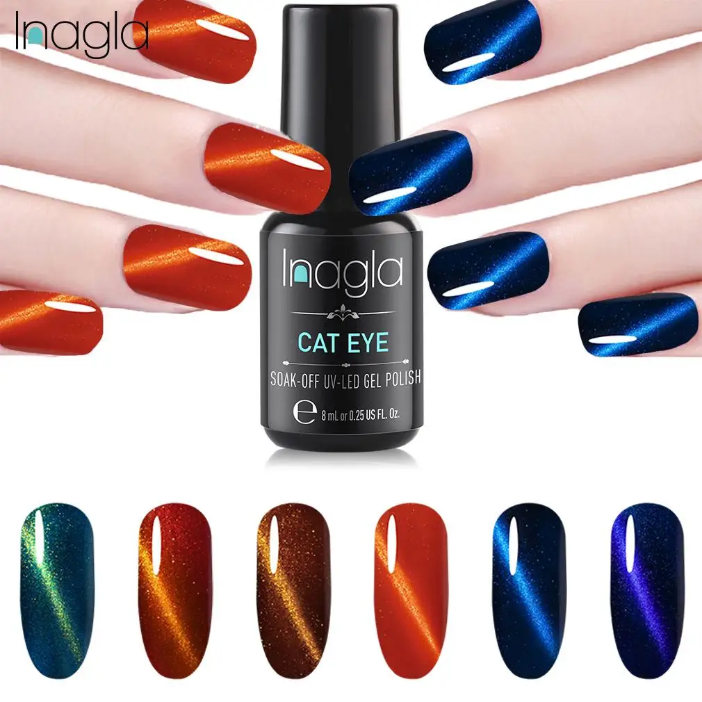 Inagla лак для ногтей Гель с эффектом кошачий глаз Vernis Полупостоянный верхний слой