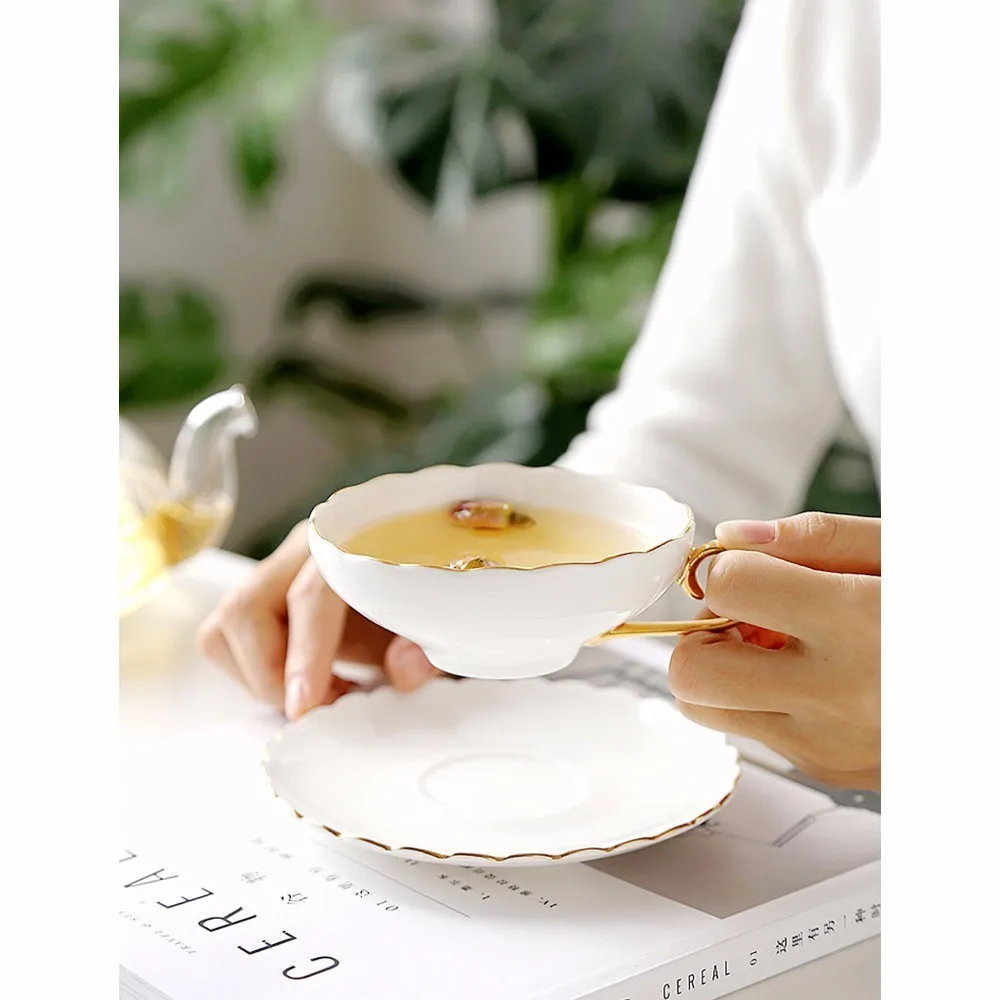 

High-end British Style Scented Tea Mug Saucer Set Porcelain Tumbler Elegant Coffee Cup Cafe Tazas De Porcelana Xicara Copo Tasse