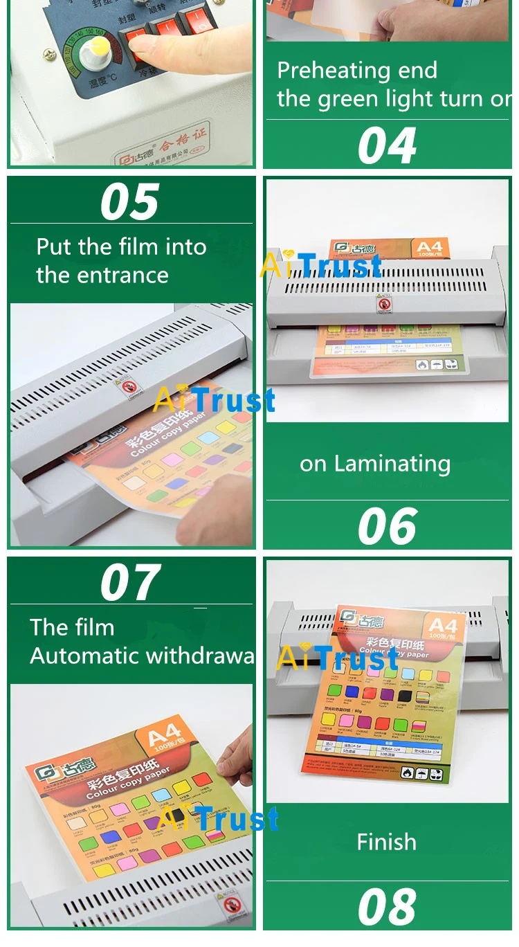 Профессиональный уровень Регулируемый температура металла ламинатор горячей и холодной A3 фото A4 ламинатор для офиса/дома 4 ролика