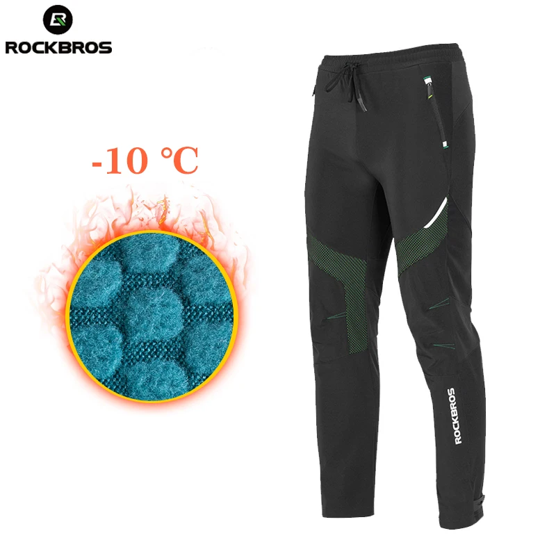 ROCKBROS Winter Cycling Pants Men Fleece Sport Reflective Trousers Keep Warm Thermal Bicycle Bike Mtb Pants Running Clothings