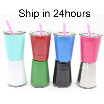

9oz Tumbler mini kids cups wine Beer glasses Stainless Steel Swig mug Travel Vehicle Beer Mug Vacuum Insulated mugs with straws