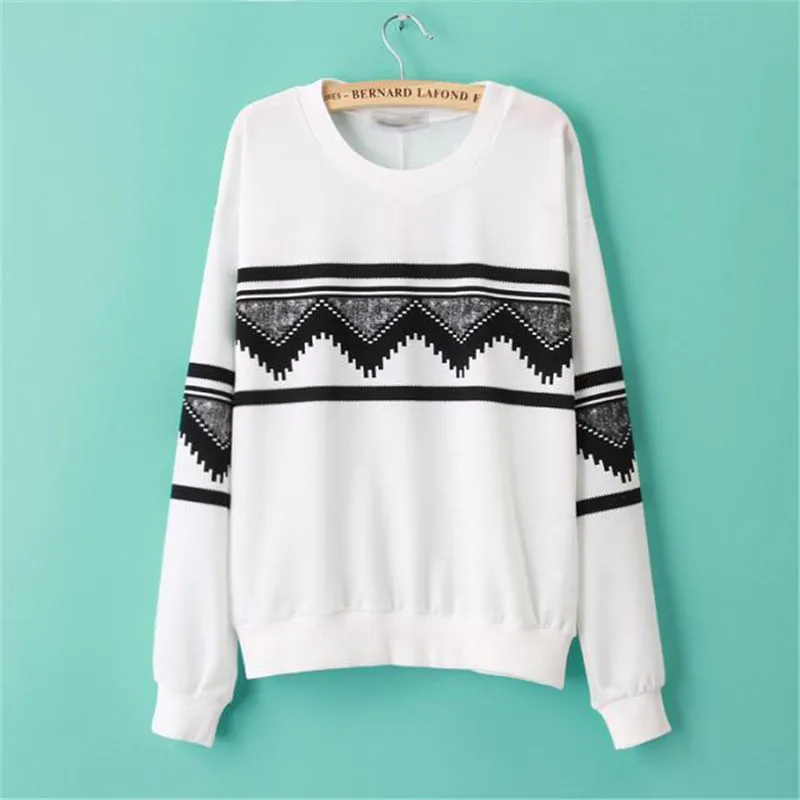 2015 New Autumn European Casual Print Soft Sweatshirt Women Sweatshirts Ethnic Pullover Tops Blouse Hoodie Sweatshirt