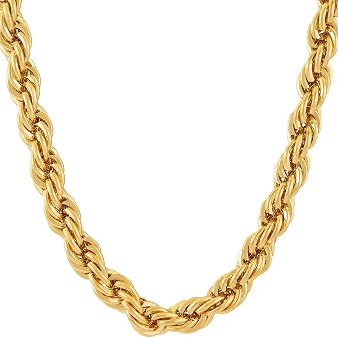 7mm 30" Cuban Chain 2 Necklace Set Men 80's Hip Hop Rapper Style 6mm 24" Rope 