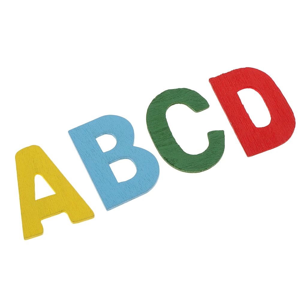 156pcs Colorful Wooden Alphabet Letters Embellishments with Box for Kids Games Toys