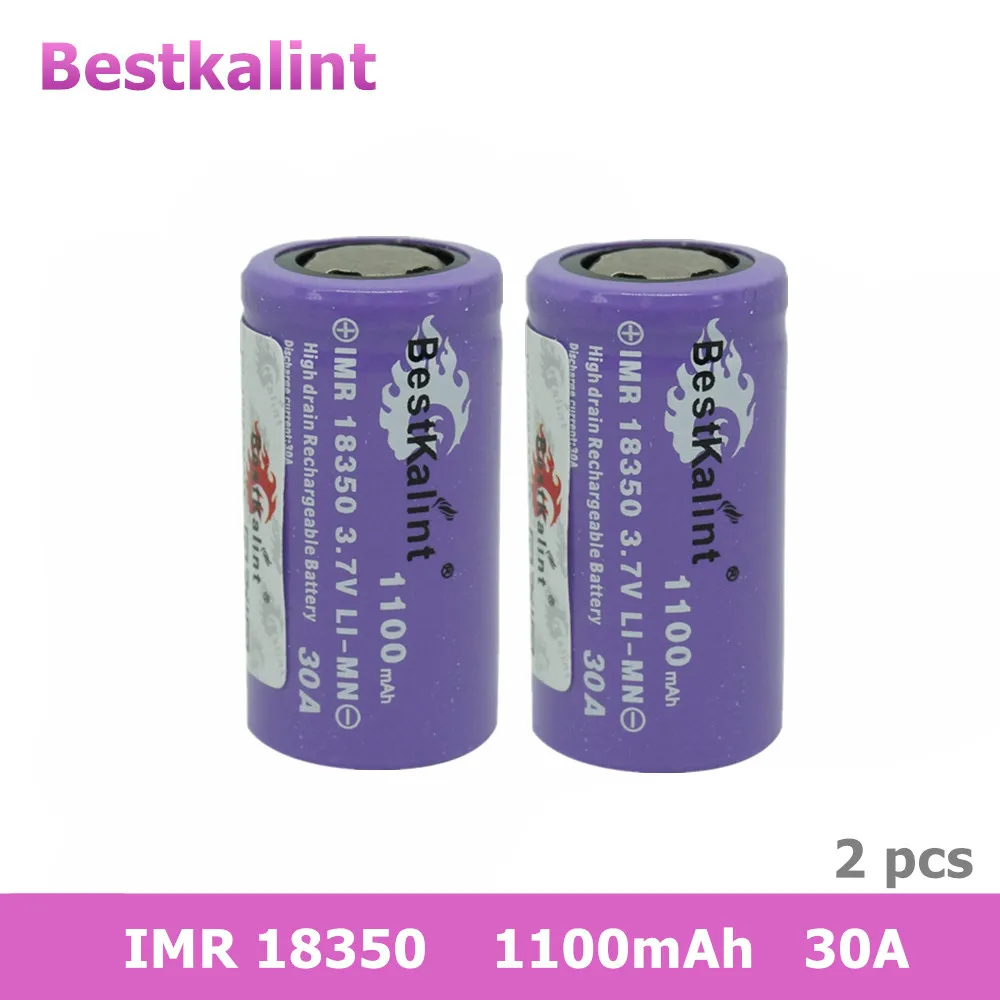 2 шт. bestkalint 3 7 V 18350 Батарея 1100 mAh 30A литий-ионный Перезаряжаемые для Kamry K1000 трубы