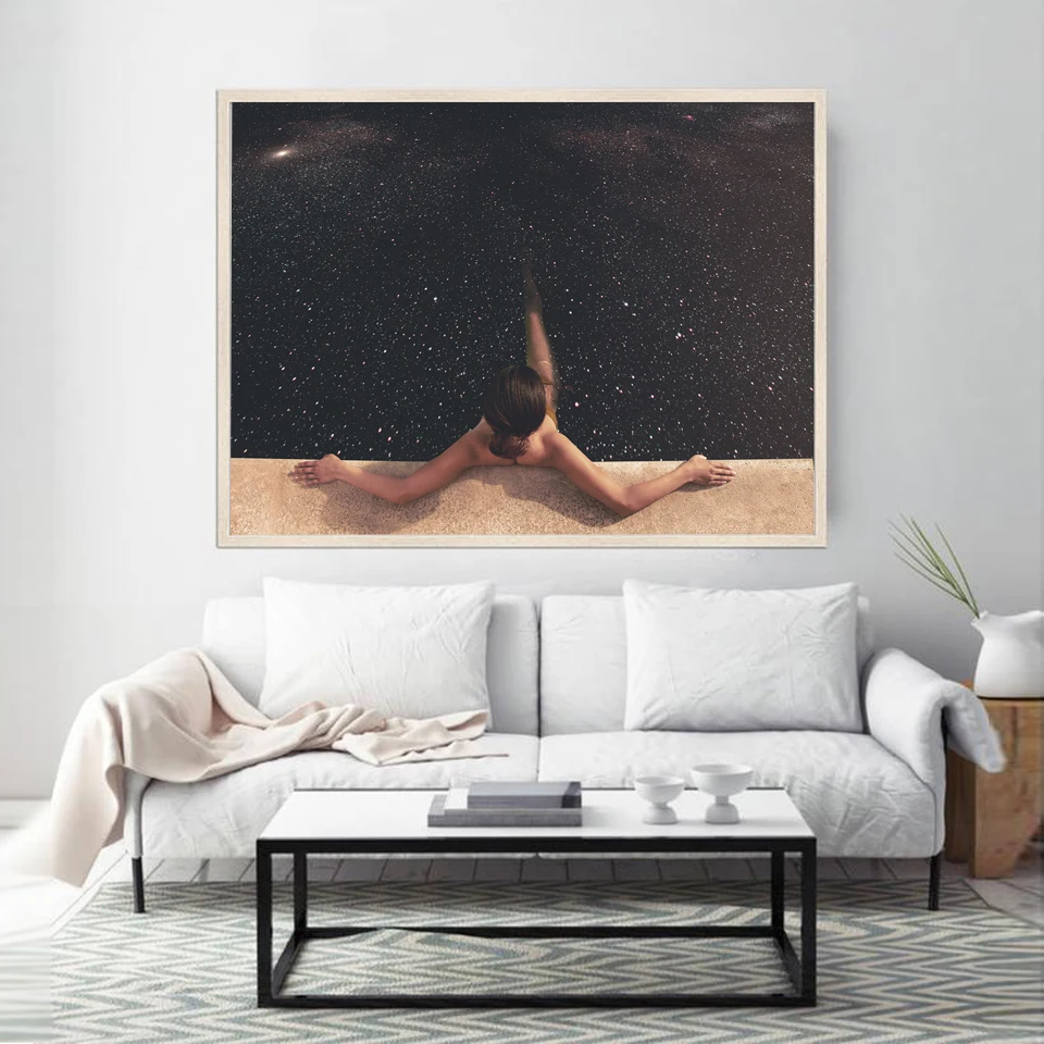 

Dream Starry Sky Girl Poster and Prints Holy Night Canvas Art Paintings Wall Pictures For Living Room Modern Cuadros Wall Art