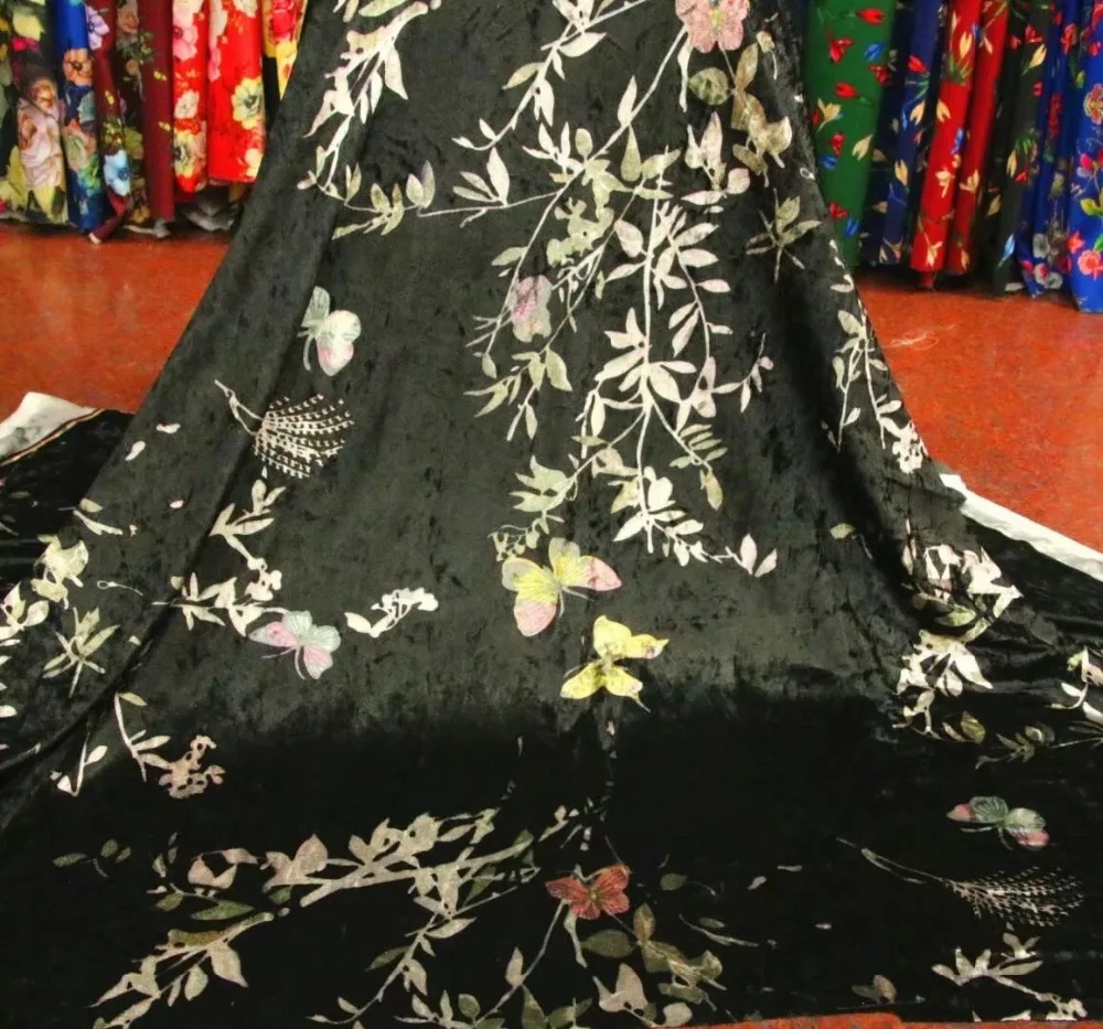 Новая 150 см широкая шелковая велюровая ткань шелковая бархатная ткань для бархатного платья шелковая ткань Осенняя шелковая бархатная ткань LL09