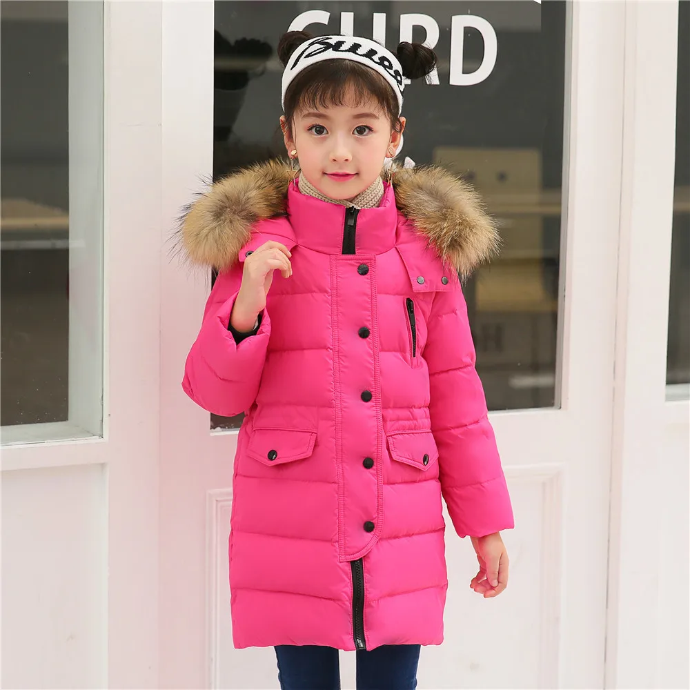 

2018 Children's Down Jacket Girls Long Parkas Jacket Baby Girls Boys Warm Thickened Winter Hooded Coat Outerwear 100-160