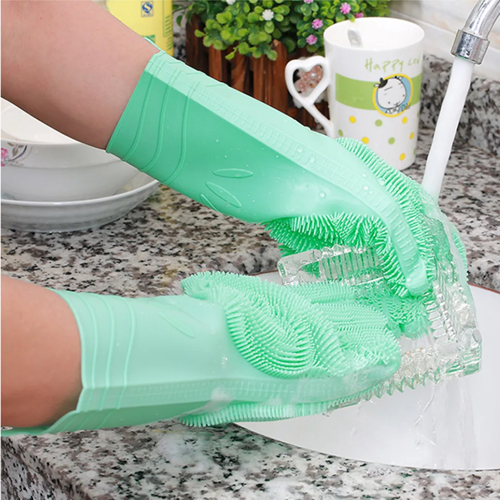 Dropshipping Magic Reusable Silicone Gloves Cleaning Brush Scrubber Heat Resistant | Дом и сад