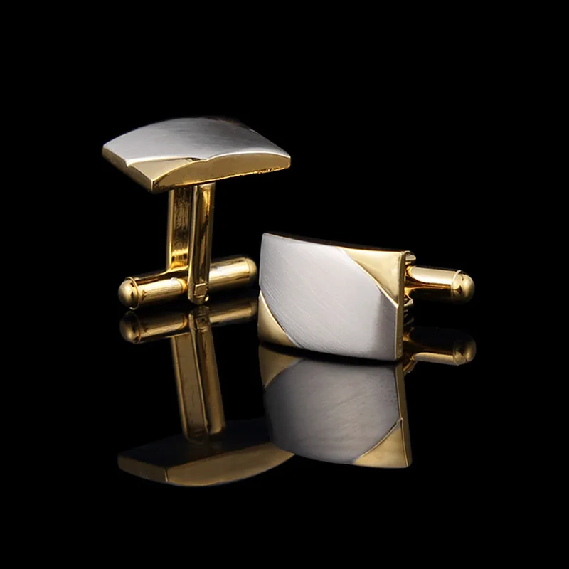 

High-Grade Gold Sliver Two-Color Plated Brushed Men's Shirt Cufflinks Europe And The Middle East Business Sleeve Nails