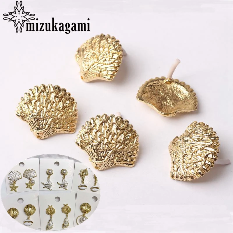 

Zinc Alloy Stud Earrings Golden Conch Shell Earrings Connector 26mm 6pcs/lot For DIY Bohemia Earrings Jewelry Making Accessories