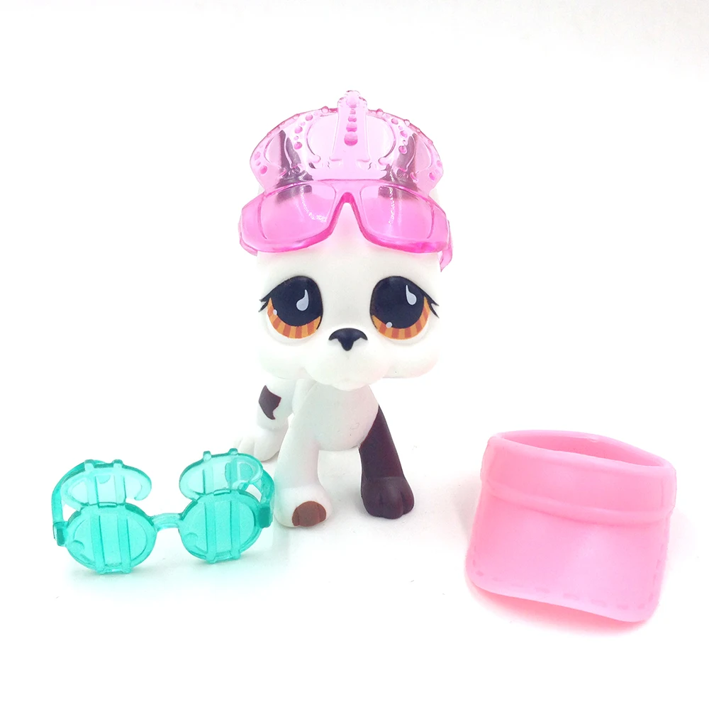 

Innfly Lps Rare Toy Little Cream White Great dane Dog Yellow Bule Eyes Animal pet Shop Lps Toys for Kids add Fashion Accessories