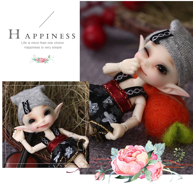 Free Shipping Fairyland FL Realpuki Papilio BJD Doll 1/13 Pink Smile Elves Toys