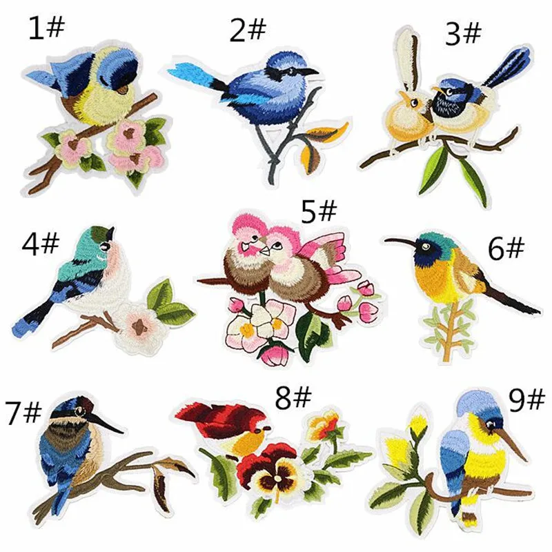 

Cheap Big and Small Embroidery fashion Bird Sticker Cloth Hole Paste DIY Clothing accessories Iron-on birds Patch