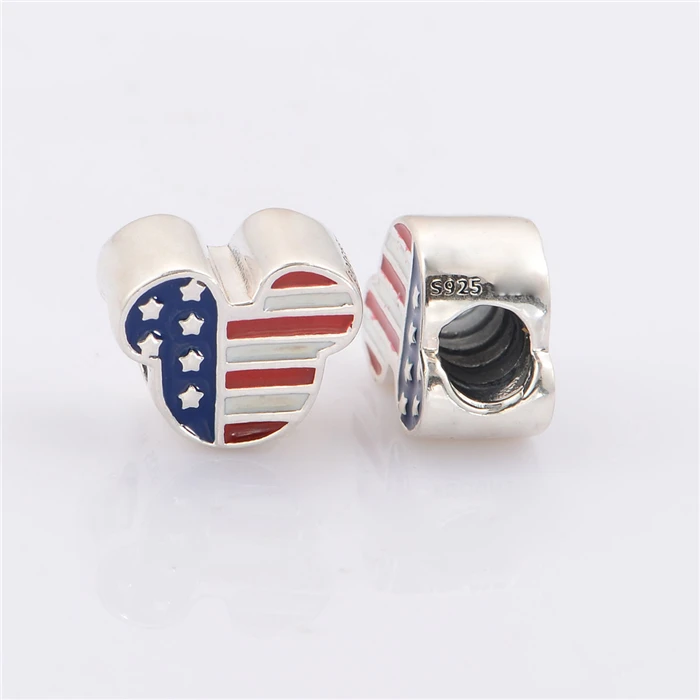 

Fine jewelry Mickey charm 925 Sterling Silver jewelry Charm 2015 Enamel Charms Fit beads Bracelets DIY for jewelry making DSN034