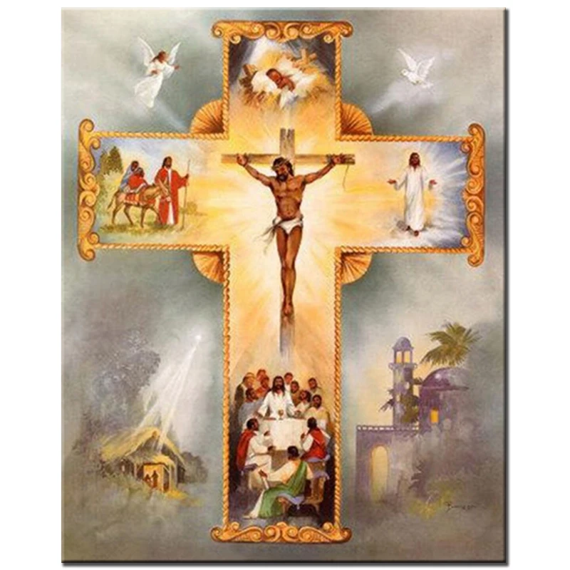 WELLCOLOR DIY New diamond painting religions Jesus on cross of diamond embroidery icons 5D full drill mosaic mazayka decor trade (2)