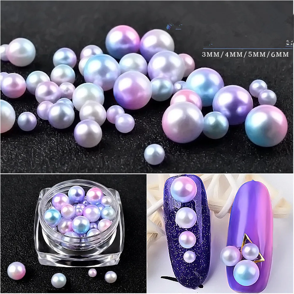 

Gradient Ball Pearl Rhinestones for Nail Art Decorations Mixed Size Manicure Beads Nail Accessoires Semicircle Peals Nail Design