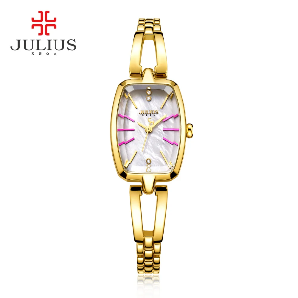 

Top Julius Lady Women's Wrist Watch Fashion Hours Dress Tonneau Shell Bracelet Chain Business School Girl Birthday Gift