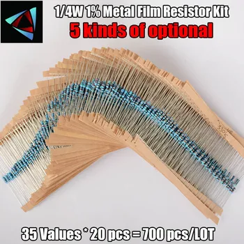 

35 Kinds 5 kinds of optional 1/4W Resistance 1% Metal Film Resistor Assorted Kit Each 20 Total 700pcs/pack