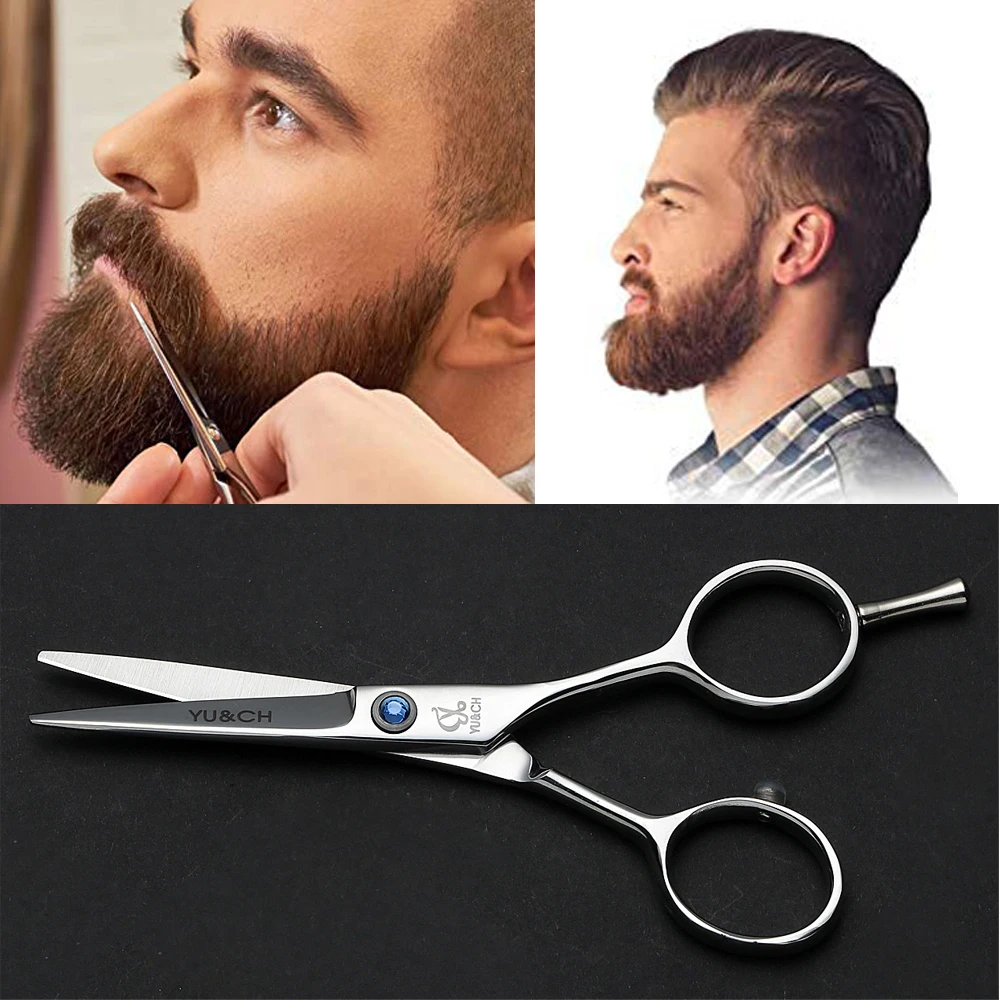 

4.5" Men's Beard Scissors Mustache Trimming Cutting Styling Scissors with Tension Adjustment Razor Edge Barber Stainless Steel