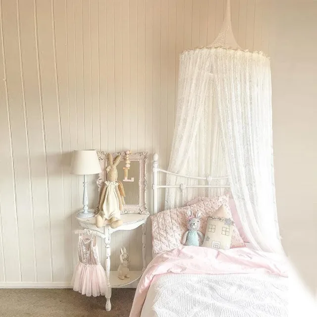 new nordic white lace baby girls princess dome canopy bed curtains